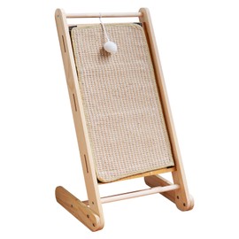 Zetpxjy Cat Scratching Pad with Toy – Adjustable Wooden Cat Scratch Pad & Scratching Pad for Indoor Cats – Natural Sisal Ramp, Solid Wood Frame, Cat Toys for Indoor Cats