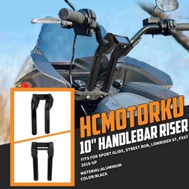 HCmotorku Motorcycle Handlebar Risers Handle Bar Riser Fit For Harley Softail Sport Glide Street Bob Lowrider ST FXST 2018-2023 with 1.0" Clamping Area (Black 10 inch tall)