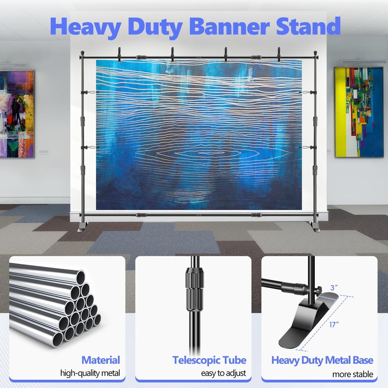 Qoolfoto Adjustable Photo Backdrop Banner Stand, 10 X 8ft Step