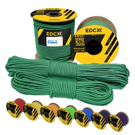 EdcX 3 mm Nylon Paracord 425 (15, 30, 50 and 100m) – 3 mm Type II, 100% Nylon Rope, 3 Strand Rope, 3 mm Nylon Rope in Many Colors (Emerald Green, 30 m)