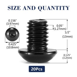 1/4-20 x 1/2" Button Head Socket Cap Bolts Screws, 20Pcs 304 Stainless Steel 18-8, Allen Hex Drive, Black Oxide by SG TZH(with Hex Spanner)