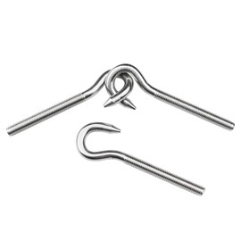 Aallo 10Pcs M4 Hook Bolt 304 Stainless Steel Screw Hooks High Hardness Steel Hook Bolt Long Shank for Brazilian Hammocks, Swing Chair, Garden, Boat
