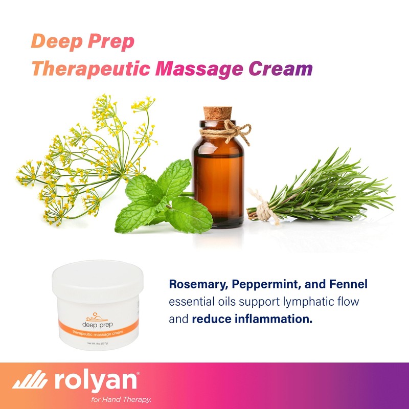 Rolyan Deep Prep Therapeutic Massage Cream, 8 oz