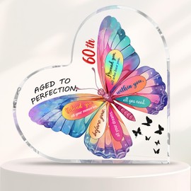 60th Birthday Gifts for Women, 1965 Birthday Gift 60th Birthday Plaque 4"x 4" Acrylic Sign Presents for 60 Year Old Woman