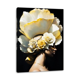 daktenn Canvas Wall Art African American Women Wall Decor Black Woman Yellow Hair Beauty Abstract Painting Canvas Prints Living Room Bedroom Bathroom Home Decoration African Wall Art,12 * 16 inch