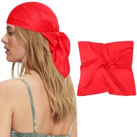 AWAYTR 100% Mulberry Silk Scarf for Women - 27 Inches 100% Pure Silk Hair Scarf Luxury Head Scarf for Hair Neck Scarf with Gift Pack (Red)