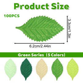 100 Pieces Fake Fabric Leaves, 5 Colors Mixed Artificial Roses Leaves Fabric Craft Leaf for Crafts, Scrapbooking, Floral Arrangements, Home Kitchen, Wedding Party Decorations (Green Series)