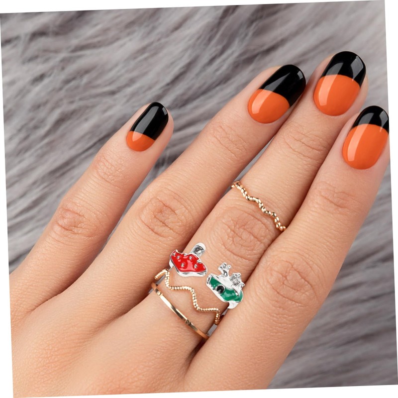 Healeved Mushroom Frog Adjustable Ring Unique Aesthetic Jewelry for Women
