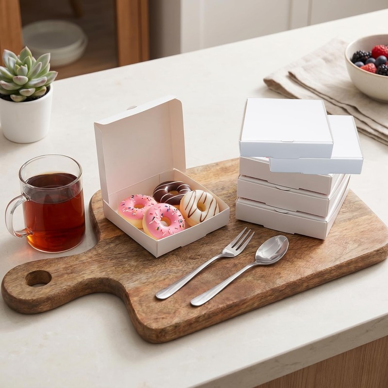 CACASO 50 Pcs Mini Pizza Boxes, Square, White, 3.54 x