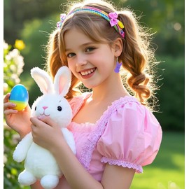 Colorful Easter Bunny Rabbit Peep Dangle Earrings for Women Cute Wooden Bunny Rabbit Peeps Earrings Jewelry Spring Holiday Outfit Accessories (Glistening Purple)