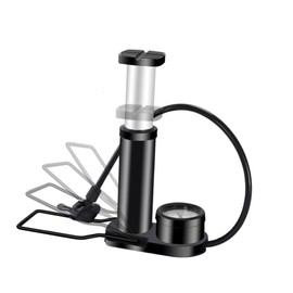 Totority Portable Mini Bike Foot Pedal Air Pump with Barometer High Pressure Metal Inflator for Bicycle Tires and Multi Purpose Household Use Compact Black Design