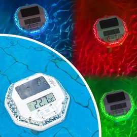 infactory Solar: Floating Pond & Pool Thermometer, RGB LEDs, LCD, Min/Max, IP68 (Solar Pool Thermometer, Solar Pond and Pool Thermometer)