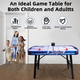 HLC Air Hockey Table Upgrade Foldable 4ft Game Table with Air Hockey, Shuffleboard,Bowling,48 inch Indoor Electric Hockey Table Digital LED Score Board,Powerful 12V Motor for Adults and Kids