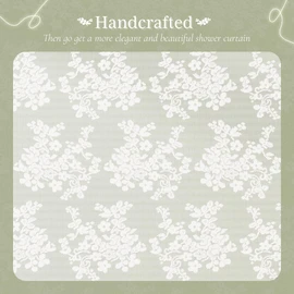 Bathway White Lace Shower Curtain 72x72 Inches, Girly Sheer Vintage Boho Farmhouse Cute Rustic Decorative Lace Shower Curtains for Bathroom, Room dividers, Party Backdrop