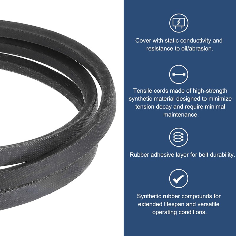 sourcing map 4 Pcs 3L560 Classic Wrapped Rubber V-Belt, 56"(1422mm)