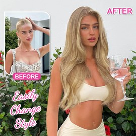 Ms Taj Honey Blonde Hair Extensions Clip in Upgrade Softer Invisible Lace Weft Thick Layered Clip in Hair Extension 20Inch 4PCS Lightweight Wavy Hairpieces Full Head Designed for women delicate hair