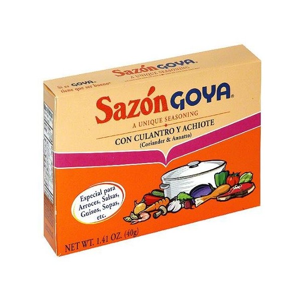 Goya Sazon With Coriander & Annatto, 1.41 oz Sazon con Culantro y Achiote (2 packs)