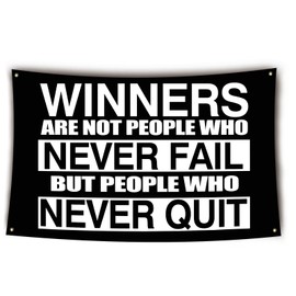 Motivational Home Gym Flag Winners Are Not People Who Never Fail 3x5 Feet Gym Banners and Flags Inspirational Office Gym Dorm Wall Decor for Room with Bass Gromments