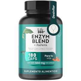 LIFE 360+ Enzimas Digestivas + Papaya| 180 cápsulas |1100mg por porción