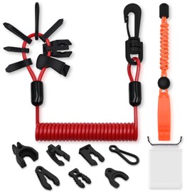 YEZriler Universal Safety Boat Kill Switch Lanyard, Emergency Engine Stop Cord Tether for Mercury Yamaha Honda Tohatsu Johnson Evinrude Suzuki Jet Skis, Includes Emergency Whistle & Storage Bag