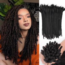 Twigoal Thickness 100% Real Human Hair Dreadlock Extensions for Man/Women Full Head Handmade Thinner Can Be Dyed and Bleached Soft Dreadlocks with Needle and Comb, 30 Strands（14inch）
