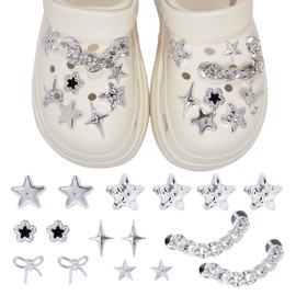 LUBOXIN 16 Stück Schuh Charms, Glitzernde Stern Schuh Anstecke Set, DIY Schuhdekoration mit Strass, Schuhanstecker Anstecke Schuh Dekoration Zubehör für Mädchen Frauen Kinder