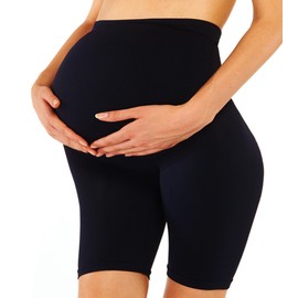 VENDAU Maternity Shapewear for Dresses Thighs Chaffing Pregnancy Underwear Belly Support Shorts Slip Belly Band Baby Shower (X-Large, Black Solid)