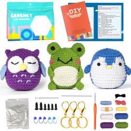Kit de Crochet para Principiantes, Kit de Crochet DIY, 3 Kits de Animales de Crochet para Principiantes Con Video Tutorial, Kit de Inicio de Crochet, Regalos de CumpleañOs para Adultos y Niños