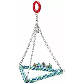 Featherland Paradise Hanging Bird Pyramide Swing, Cotton Rope Wrapped - Medium