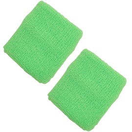Topkids Accessories 2pcs Unisex Wrist Sweatbands for Exercise Wristbands, Sweat Bands for Kids & Adults, Tennis & Sports Band for Girls & Men Sweatbands, Colourful Fitness Armbands (Neon Green)