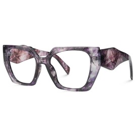 Zeelool Vintage Geometric Glasses Frame for Women with Non-prescription Clear Lens Fecli ZJGP909372-05 Purple-tortoise