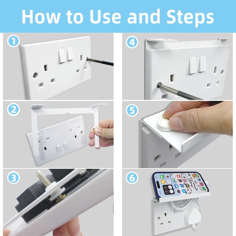 Double Socket Speaker Shelf, Outlet Shelf Wall Holder for Kitchen