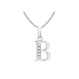 Carissima Gold Women's 9 ct White Gold Cubic Zirconia Initial B Pendant on 9 ct White Gold 0.8 mm Prince of Wales Chain Necklace of Length 46 cm/18 Inch