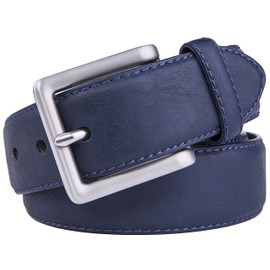 Fabio Valenti Belts for Men, Classic Stitched 1.69" Width, Regular Tall & Big sizes - Mens Jeans Belt - Handmade (42"-44", 2033 Navy)