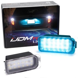 iJDMTOY Ice Blue Full LED License Plate Light Kit Compatible with Ford C-Max Edge Transit Connect Ecosport Ranger, Jaguar XF XJ, 18-SMD Aqua LED & Can-Bus Error Free