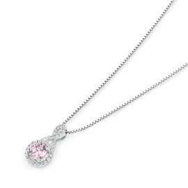 Gift From New York Necklace, Women's, Platinum, Processed, Pink, 925 Silver, Hypoallergenic, For Women, Created Diamond