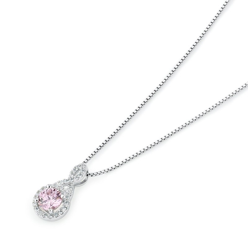 Gift From New York Necklace, Women's, Platinum, Processed, Pink, 925