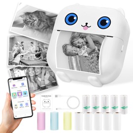 FunYat Portable Thermal Inkless Label Printer,Bluetooth Smart Maker Printer for iOS&Android,Mini Sticker Printer for Memo,Journal,Fun,Work,Receipts,Study Notes,Shipping Label