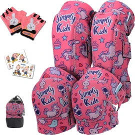 Innovative Soft Kids Knee and Elbow Pads with Bike Gloves | Toddler Protective Gear Set w/Mesh Bag& Sticker | CSPC Certified& Comfort | Roller-Skating, Skateboard Knee Pads for Children Boys Girls (Unicorn, Medium (4-8 years))