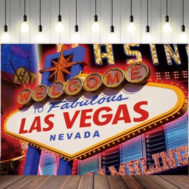 7x5ft Welcome to Las Vegas Backdrop City Billboard Fabulous Casino Night Photography Background Poker Movie Casino Birthday Party Banner Decorations Supplies Photo Booth Props