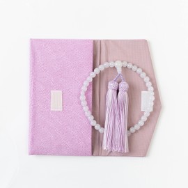 Kiho Kobo Kiho Kobo Women's Women's Prayer Beads Kyoto Prayer Beads White Onyx 7mm Pure Silk Booth Double Layered Crepe Prayer Beads Set/Prayer Bag Pouch Case/Parent