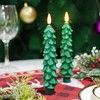 Daord Christmas Tree Taper Candles with Remote & Timer, Green