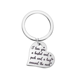 Heart-shaped Pendant Keychain I love you a bushel and a peck Gifts for Women Girls (KEYCHAIN)