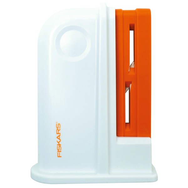 Fiskars Scissors Sharpener, Plastic, White/Orange, 9 x 4 x 13.8 cm