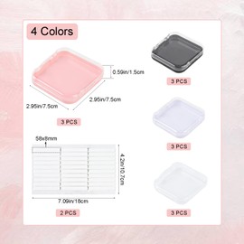 ASUNFO 12 Pcs Press on Nail Boxes Packaging Nail Storage Display Organizer Box Case with 60 Pcs Adhesive Double Sided Tape 4 Colors