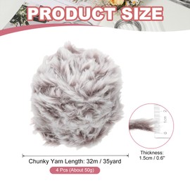 PATIKIL 35yds Faux Fur Yarn, 4 Skeins 0.7" OD 50g Soft Fuzzy Yarn Crochet Fluffy Chunky Polyester Plush Fur for Crocheting and Hand Knitting Shawls Hat Blanket Rug, Brown
