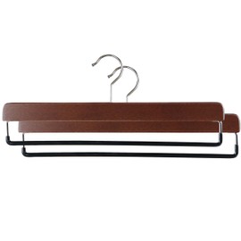 Mawa by Reston Lloyd, European Beech Wood Pant Hanger with Non-Slip Bar, 14.5" Wide Natural Nobel Series, Set of 2, Walnut