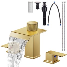Waterfall Faucet 100mm, Filtered Bathroom Faucets, Faucet for Bathroom Sink with Filter Element Gilded