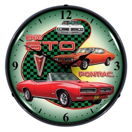 Collectable Sign and Clock GMRE710138 14" 1968 Pontiac GTO Lighted Clock