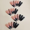 AkiliBIELY Stiletto Press on Nails French Tip Long Black Bare